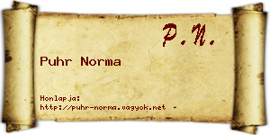 Puhr Norma névjegykártya